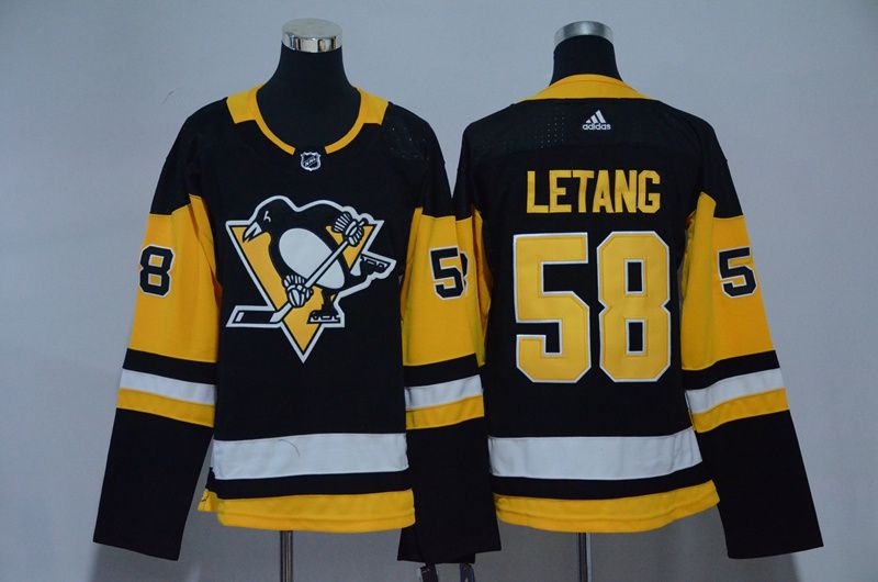 Women Pittsburgh Penguins #58 Letang Black Hockey Stitched Adidas NHL Jerseys->women nhl jersey->Women Jersey
